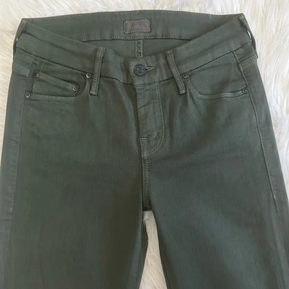 Mother Looker Ankle Fray Skinny Just For Kicks Emerald Green Denim Jeans Size 25 - Picture 4 of 16